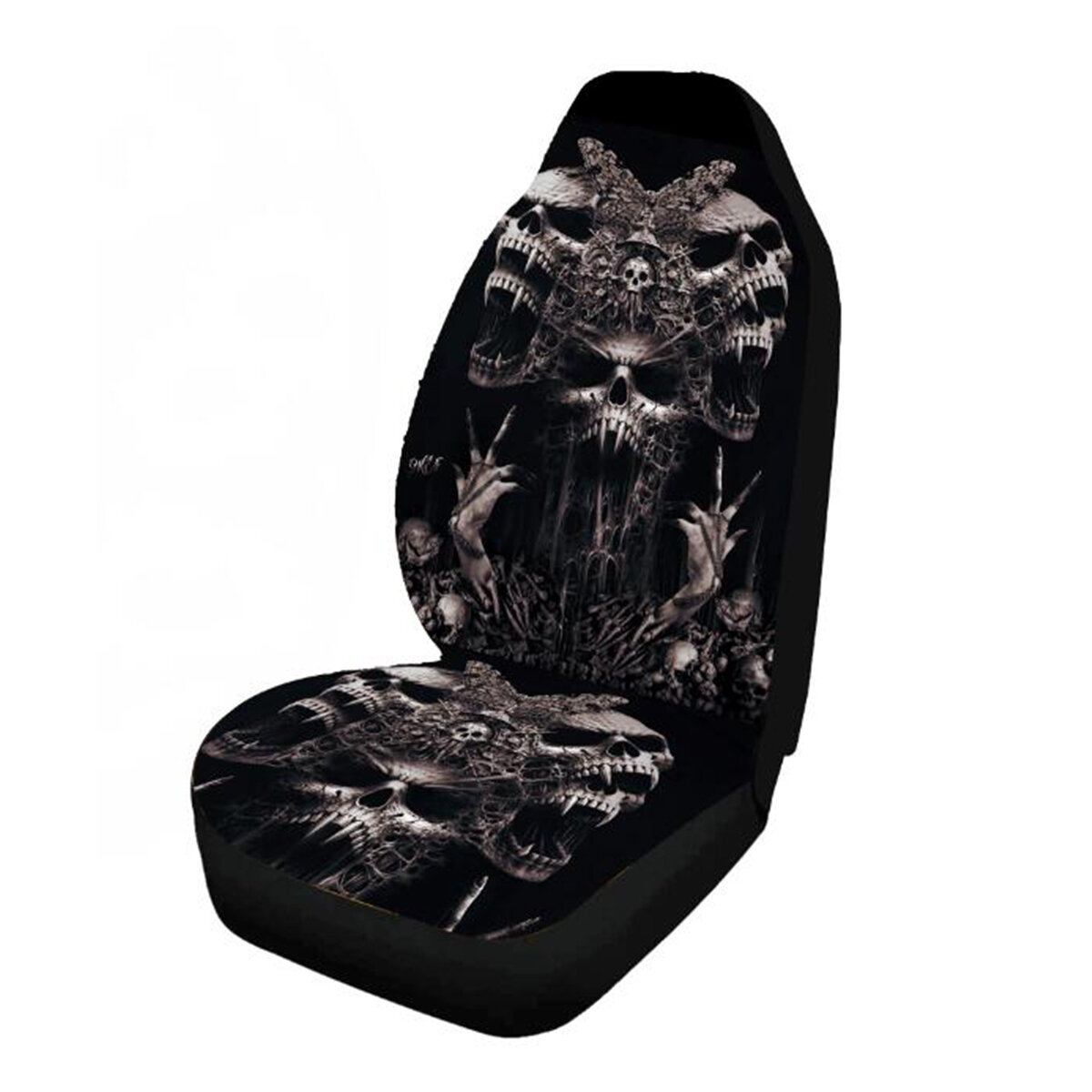 1/7PCS Universal Car SUV Truck Seat Covers Skull Front & Rear Seat Full Protect