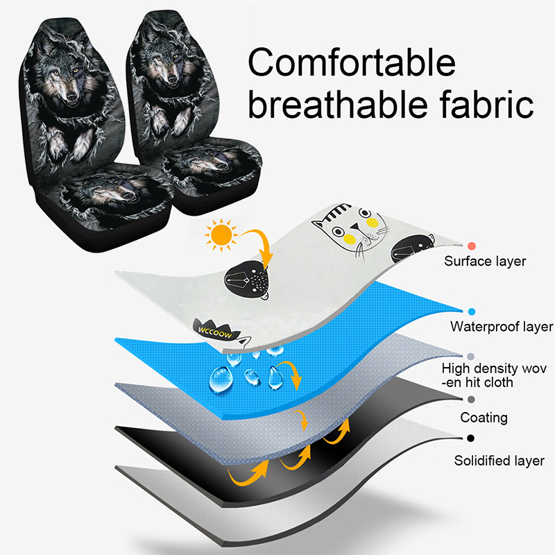 17PCS-Universal-Car-Seat-Cover-Black--White-Wolf-Design-Front--Rear-Seat-Full-Protect-1790839
