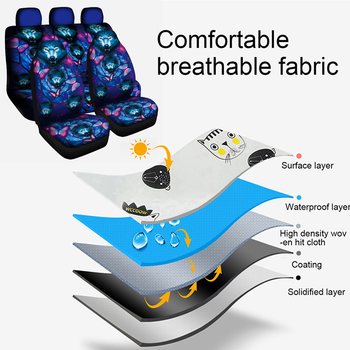 17PCS-Universal-Car-Seat-Cover-Butterfly--Wolf-Design-Front-Seat-Full-Protect-1790836