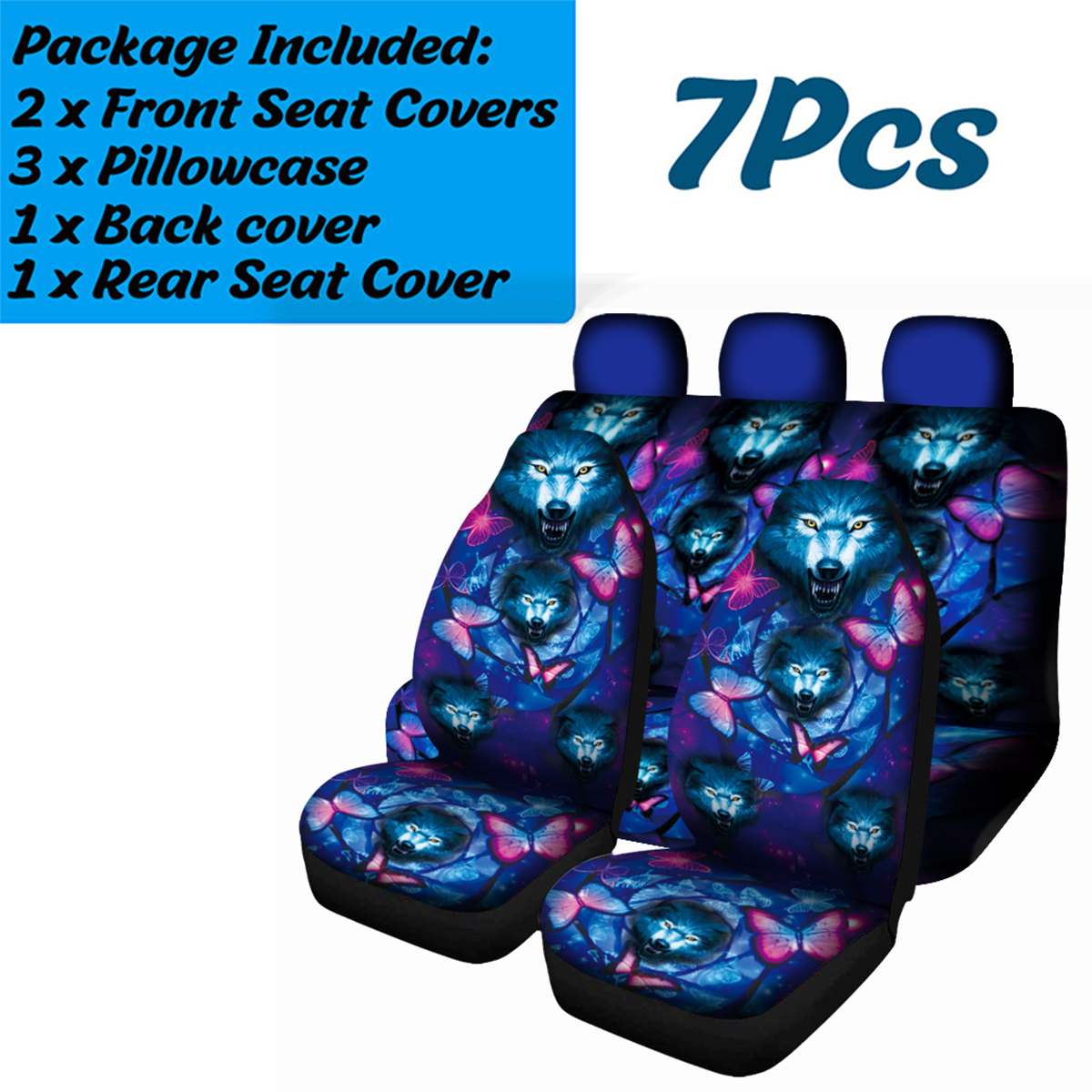 17PCS-Universal-Car-Seat-Cover-Butterfly--Wolf-Design-Front-Seat-Full-Protect-1790836