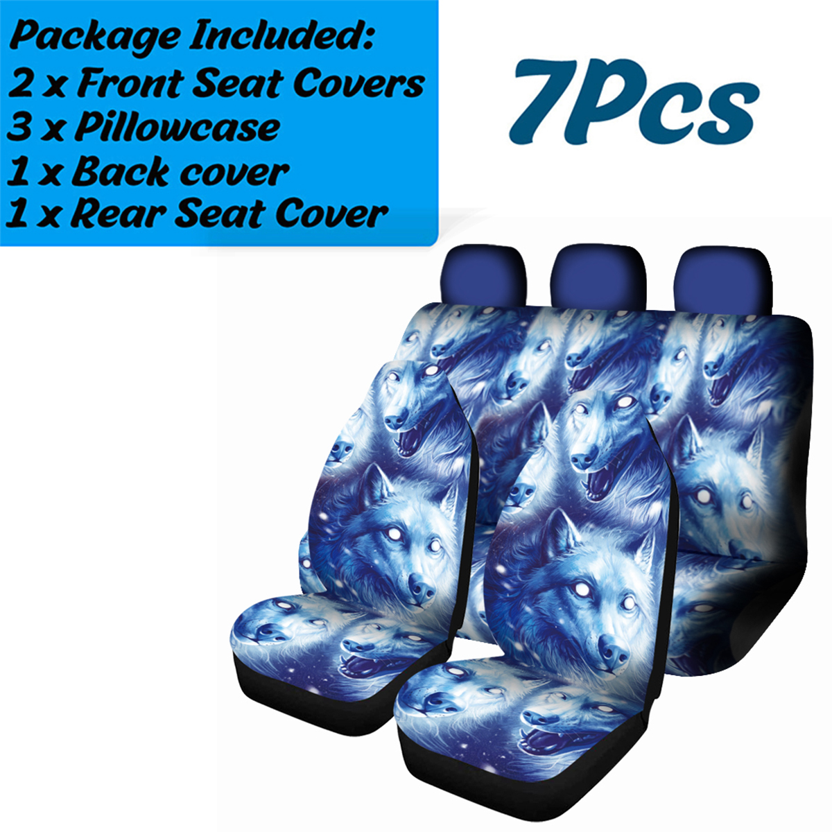17PCS-Universal-Car-Seat-Cover-Wolf-Blue--White-Design-Front-Seat-Full-Protect-1790837