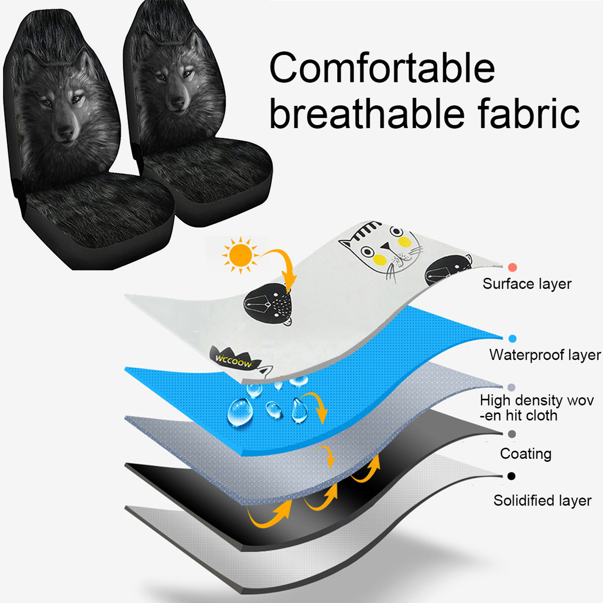 17PCS-Universal-Car-Seat-Covers-Grey-Wolf-Design-Front--Rear-Seat-Full-Covers-1818971