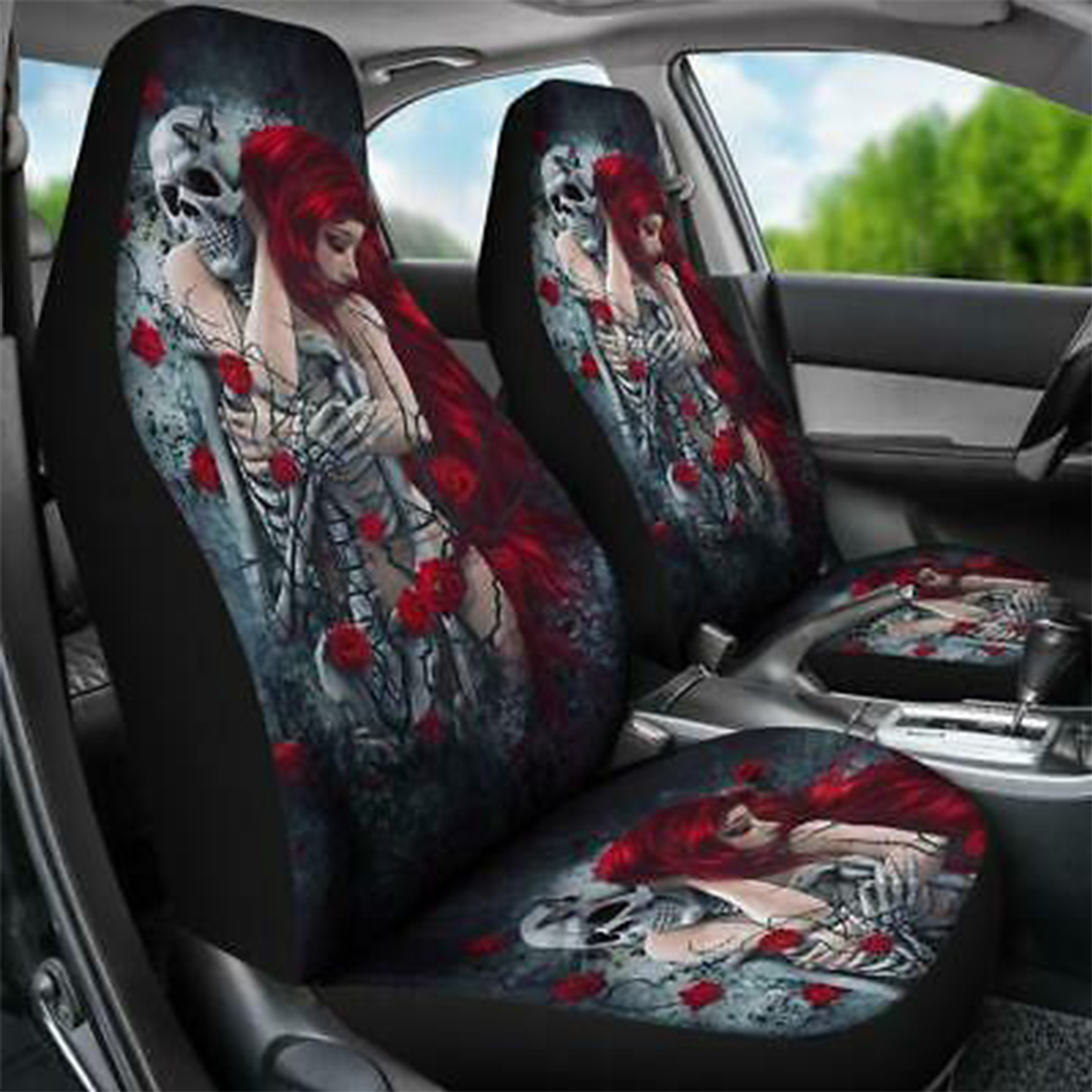 17PCS-Universal-Car-Seat-Covers-Skull--Women-Printing-Front--Rear-Seat-Full-Protect-1790826