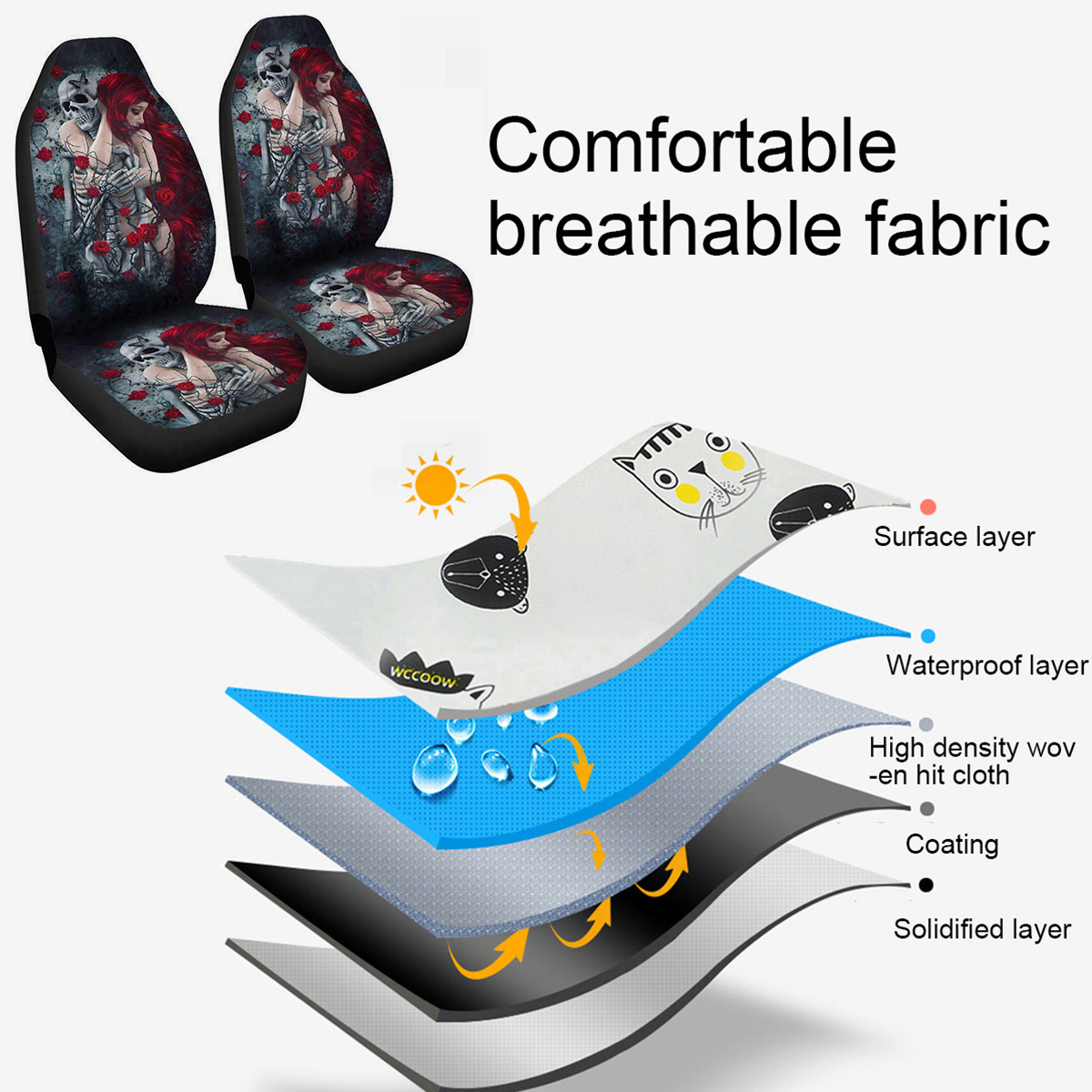 17PCS-Universal-Car-Seat-Covers-Skull--Women-Printing-Front--Rear-Seat-Full-Protect-1790826