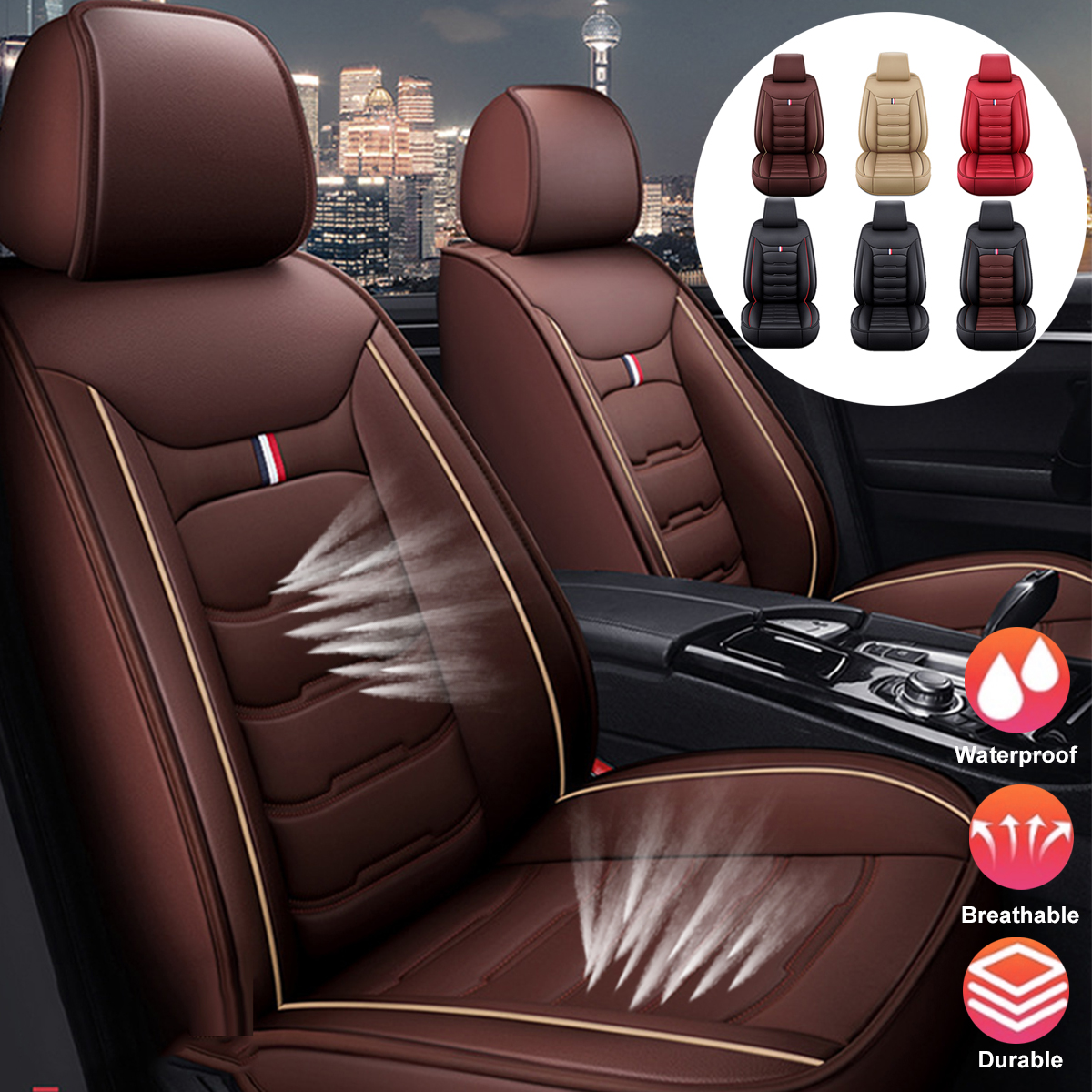 1PC-Universal-Car-SUV-Front-Seat-Cover-PU-Leather-Full-Surround-Protector-1764714