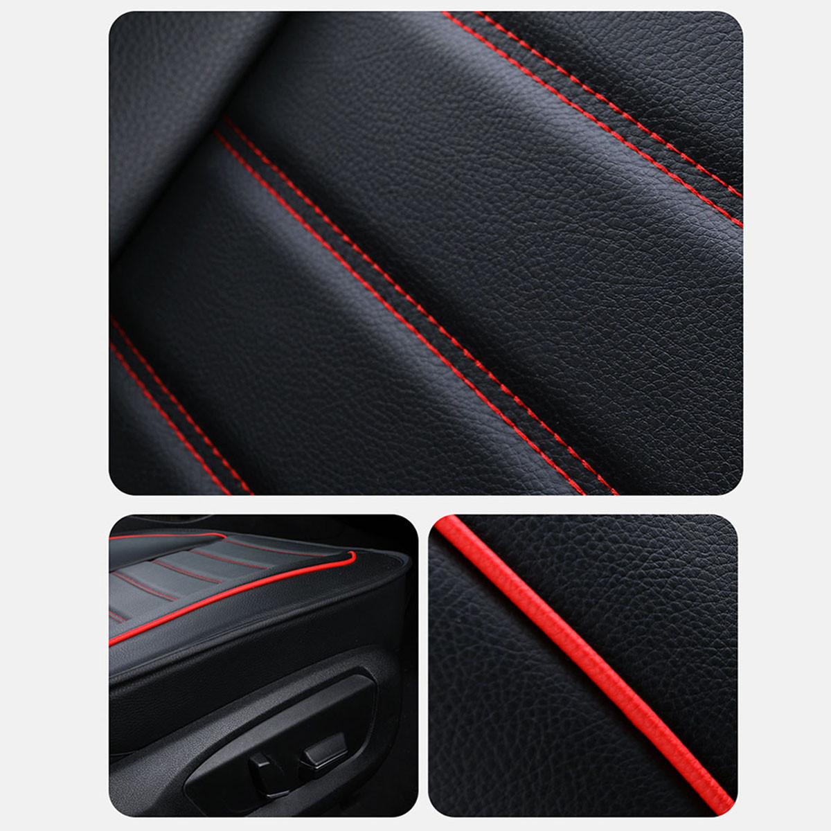 2PCS-Universal-PU-Leather-Car-Front-Seat-Cushion-Cover-Non-slip-Protector-Mat-Black-1754818