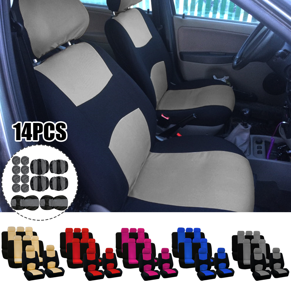 3-Row-8-Seats-14pcs-Car-Front-Rear-Seat-Cover-Protector-Cushion-Full-Set-Van-SUV-1662437
