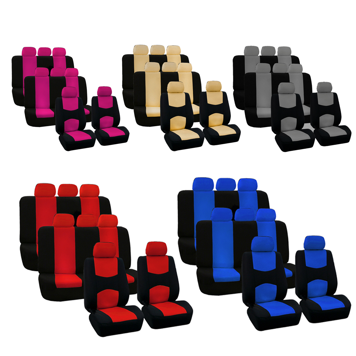 3-Row-8-Seats-14pcs-Car-Front-Rear-Seat-Cover-Protector-Cushion-Full-Set-Van-SUV-1662437