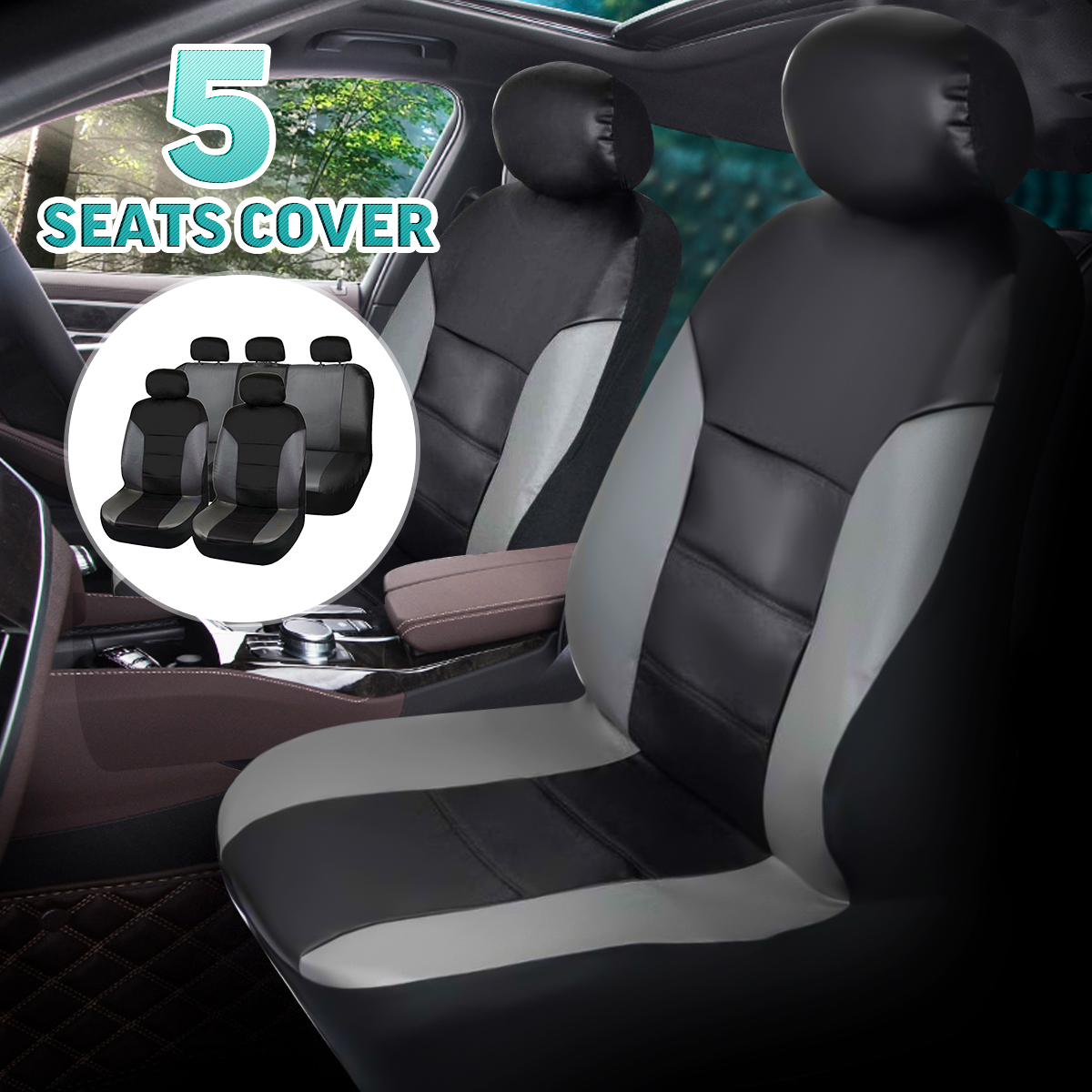 5-Seats-Universal-PU-Leather-Car-Cover-Seat-Protector-Cushion-Black-Front-Cover-1680465