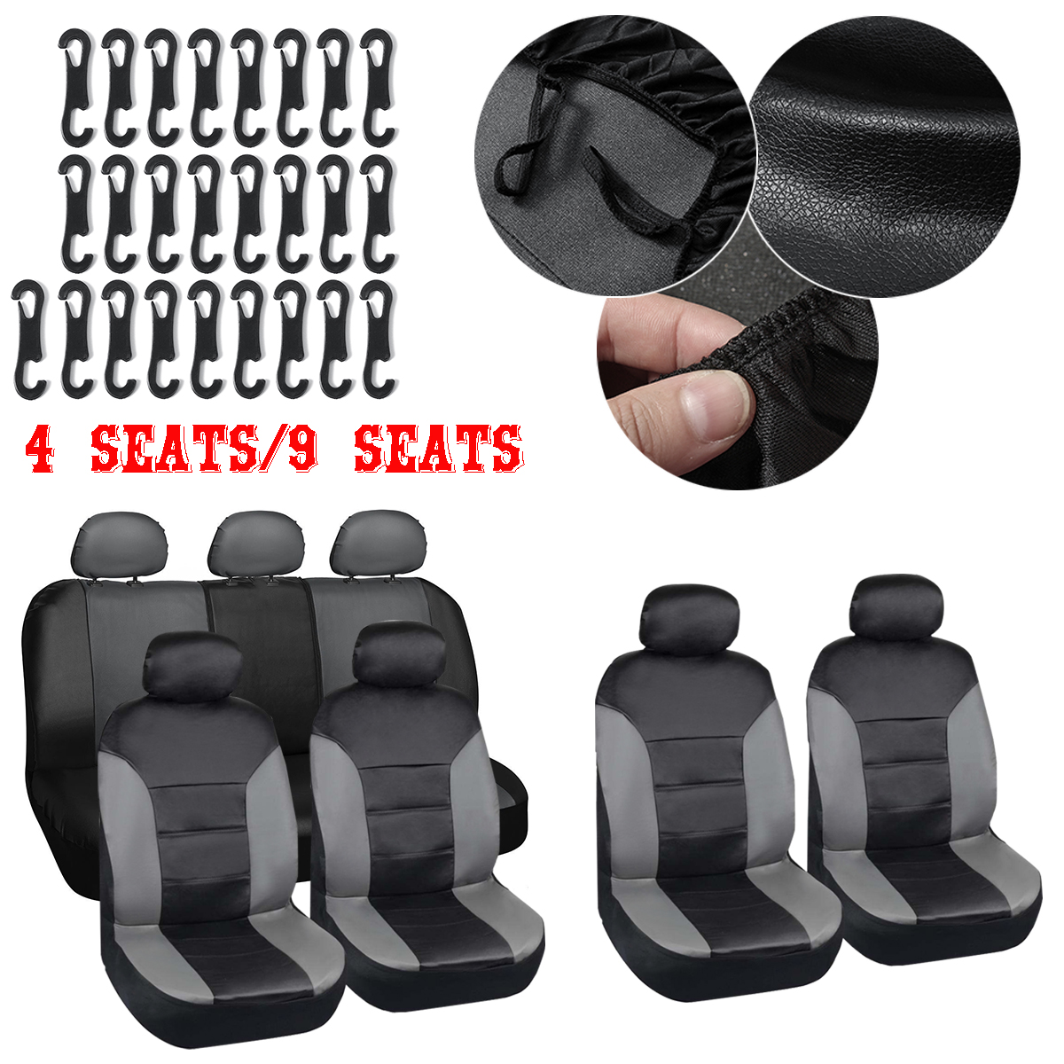 5-Seats-Universal-PU-Leather-Car-Cover-Seat-Protector-Cushion-Black-Front-Cover-1680465