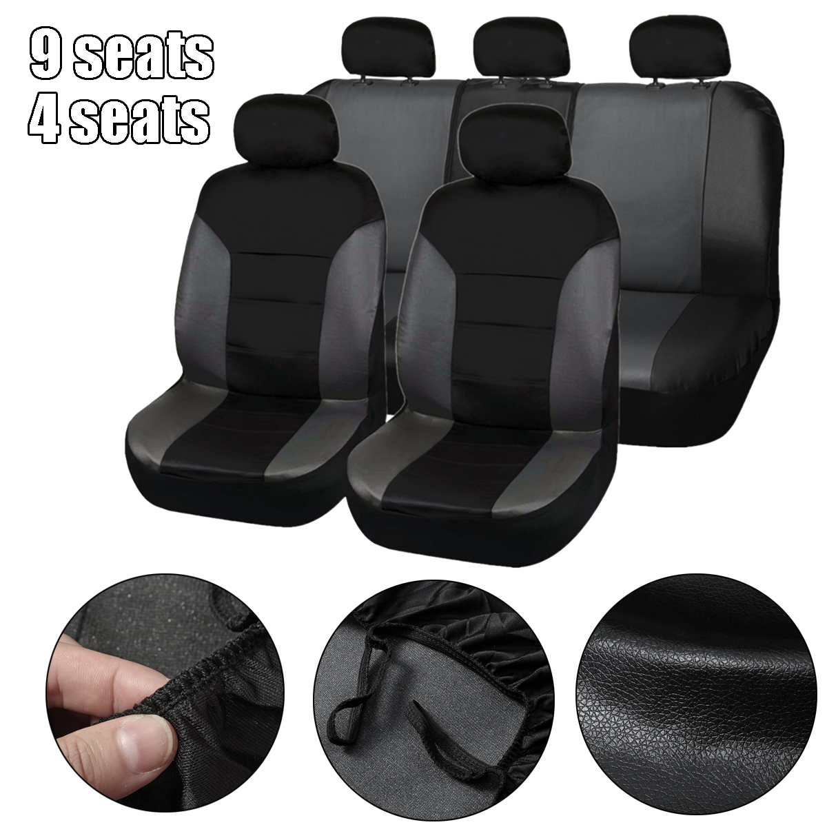5-Seats-Universal-PU-Leather-Car-Cover-Seat-Protector-Cushion-Black-Front-Cover-1680465