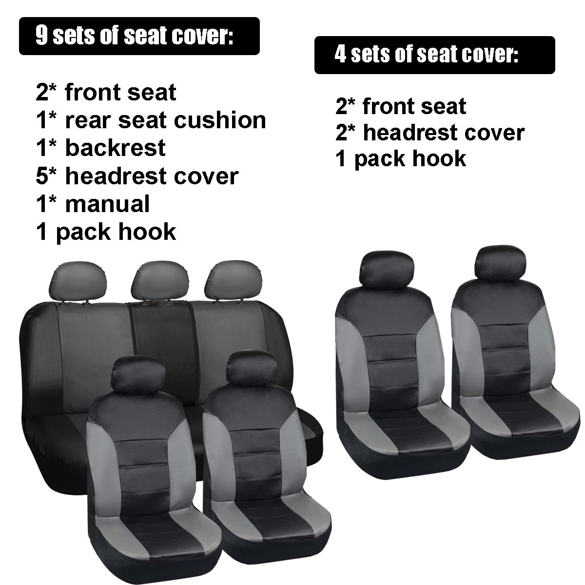 5-Seats-Universal-PU-Leather-Car-Cover-Seat-Protector-Cushion-Black-Front-Cover-1680465