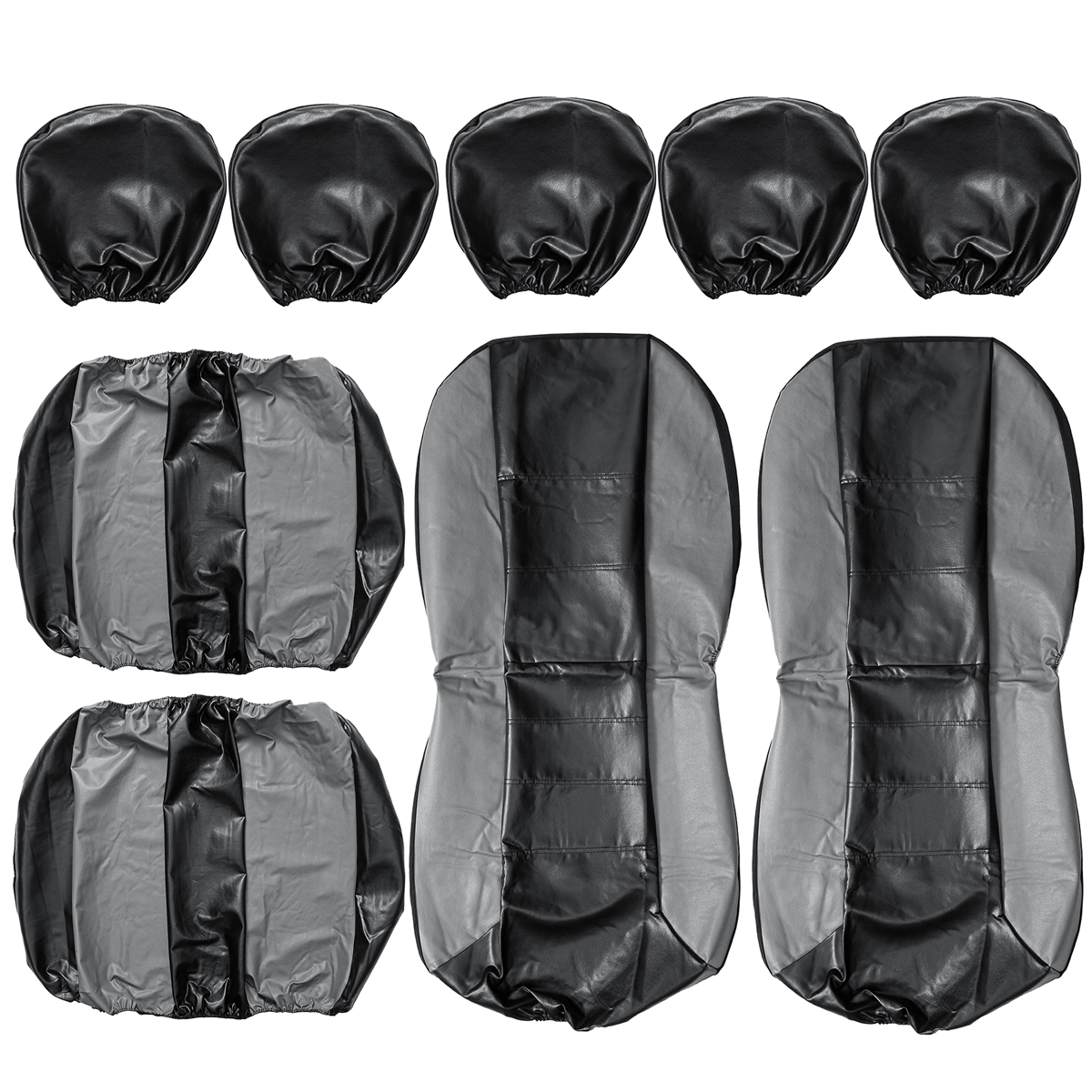 5-Seats-Universal-PU-Leather-Car-Cover-Seat-Protector-Cushion-Black-Front-Cover-1680465