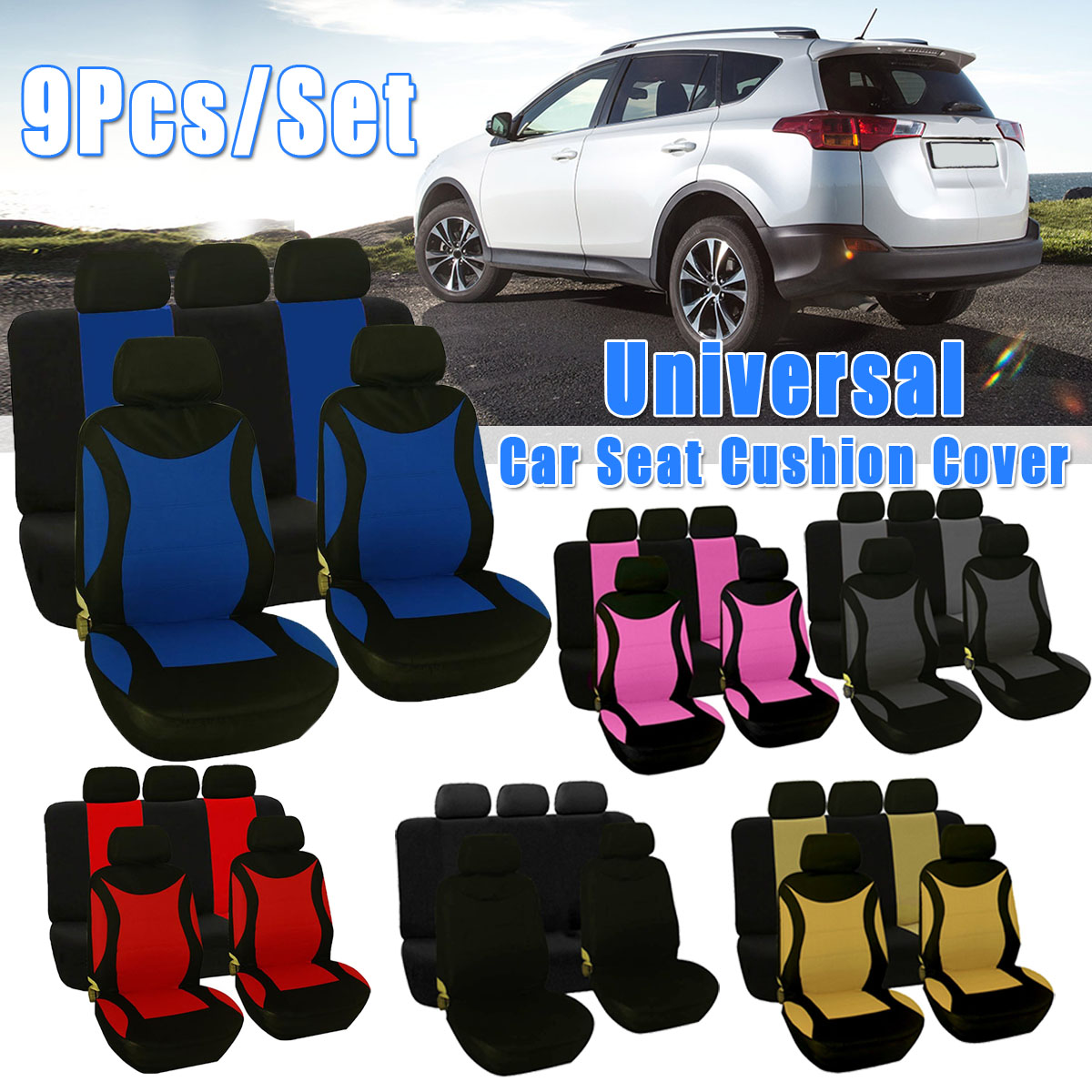 9-PcsSet-Car-Seat-Cushion-Headrest-Cover-Protective-FrontRear-Universal-1651366