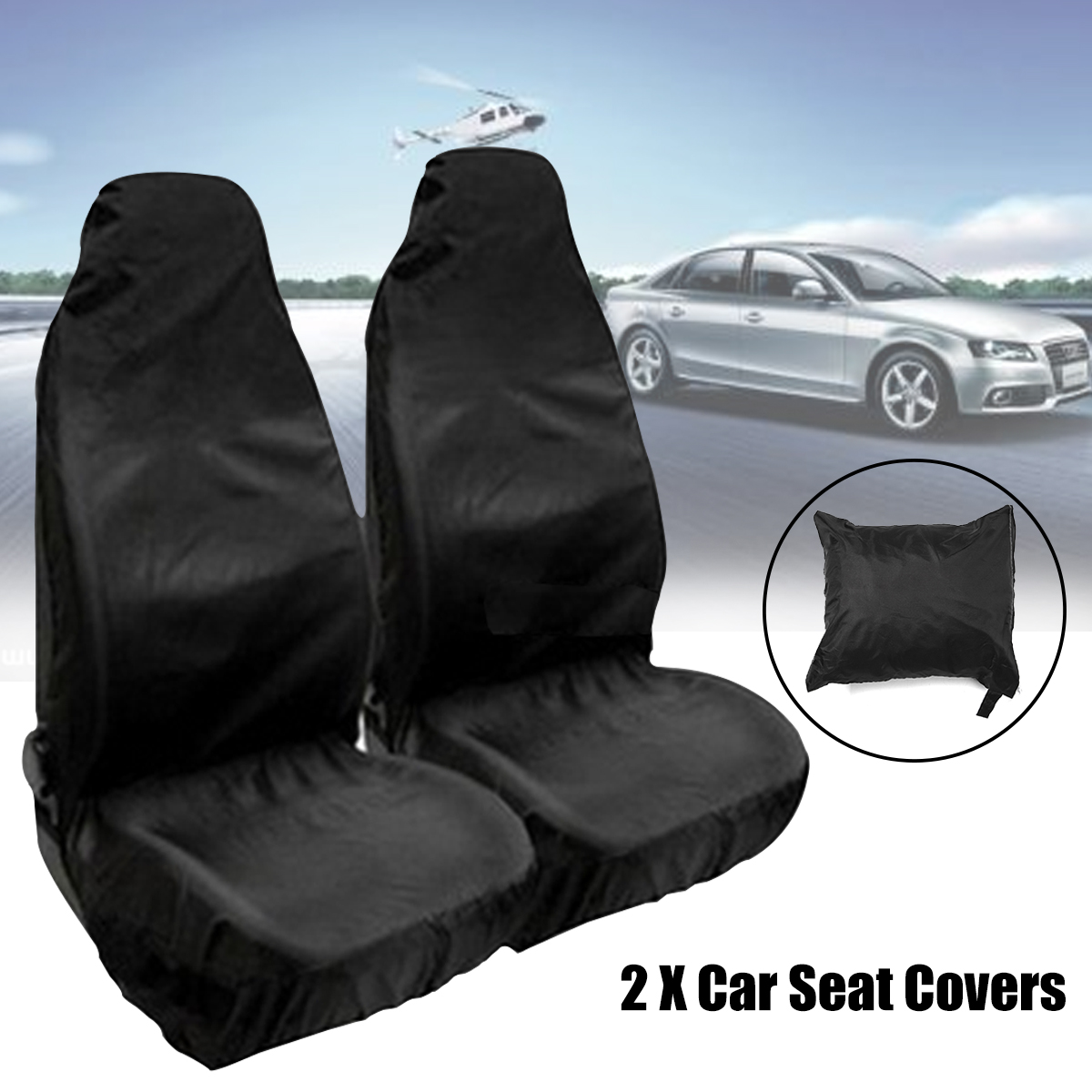 Black-Polyester-Car-Seat-Cover-132-X-54CM-Waterproof-Washable-1552347