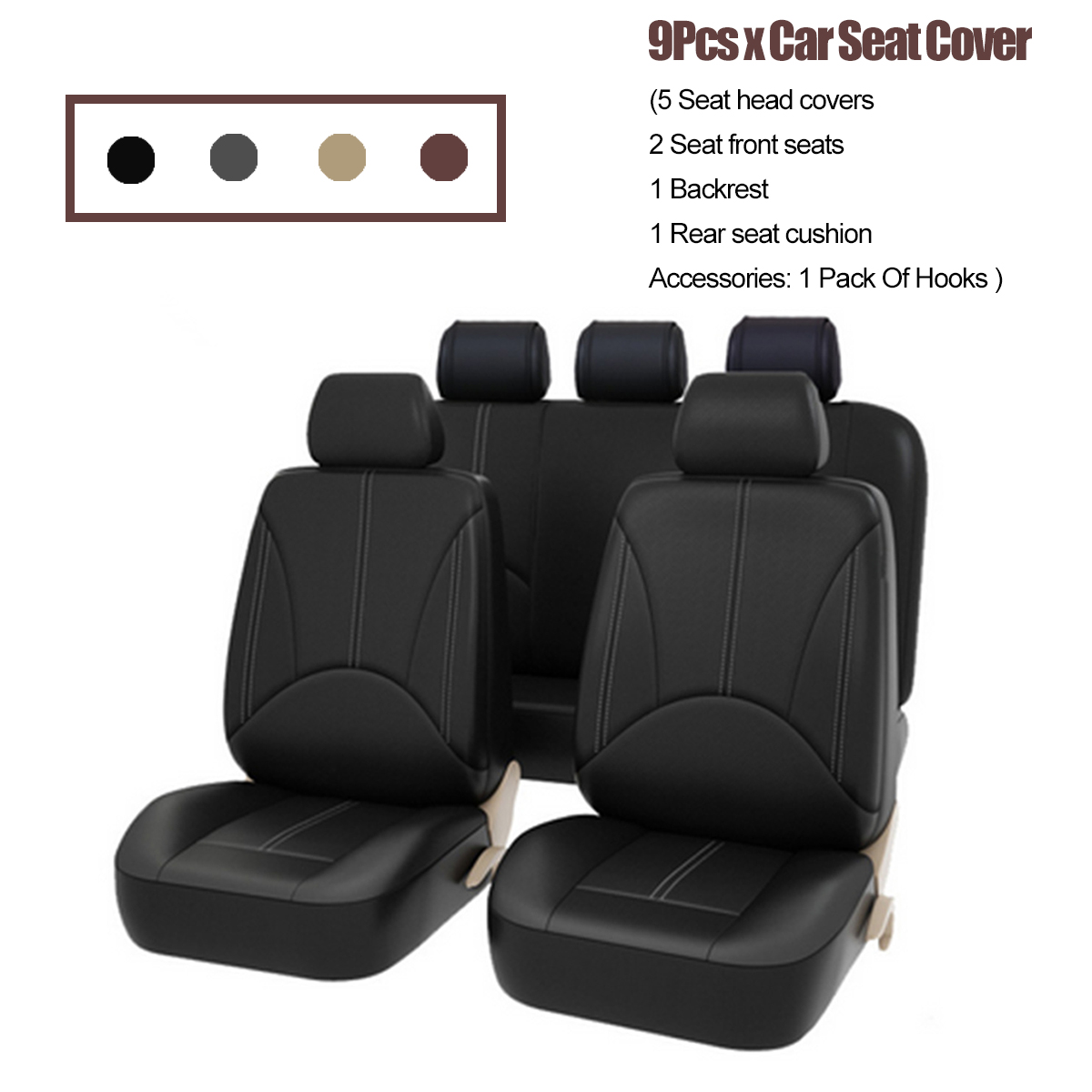 Bucket-Seat-Cover-Set-Front-Rear-Universal-for-Car-Sedan-Truck-SUV-PU-Leather-1664460