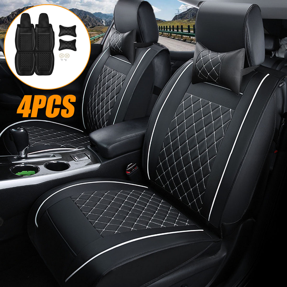 Double-PU-Leather-Car-Front-Seat-Cover-with-Pillow-Universal-for-Five-Seats-Car-Black-and-White-1381475