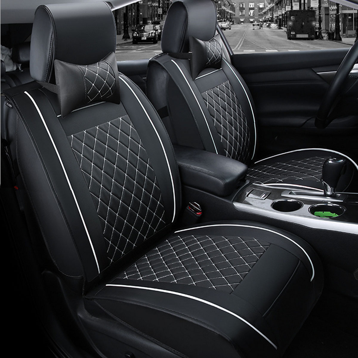 Double-PU-Leather-Car-Front-Seat-Cover-with-Pillow-Universal-for-Five-Seats-Car-Black-and-White-1381475