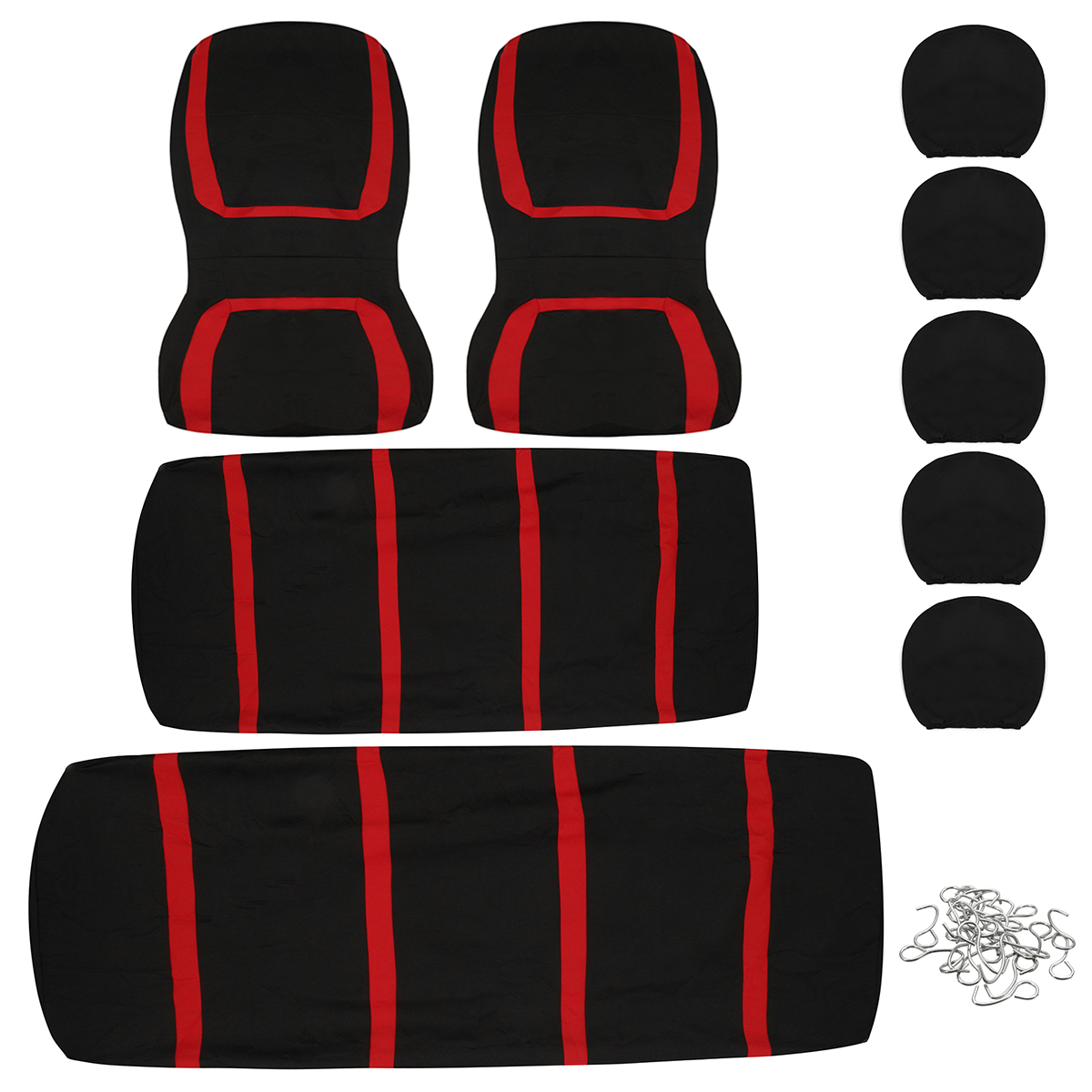 Full-Set-Car-Seat-Cover-Polyester-For-Auto-Truck-SUV-5-Heads-RedBlack-1551861