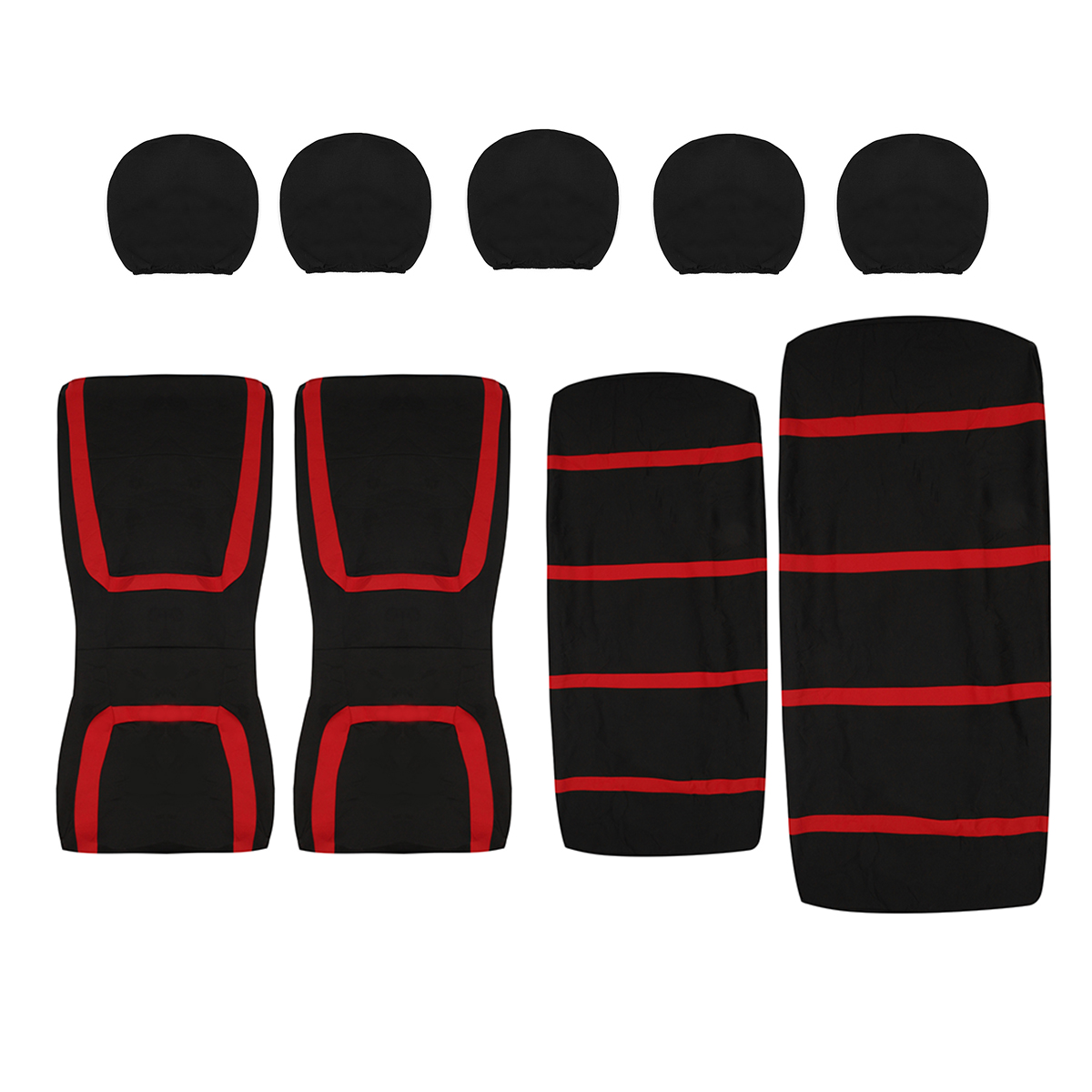 Full-Set-Car-Seat-Cover-Polyester-For-Auto-Truck-SUV-5-Heads-RedBlack-1551861