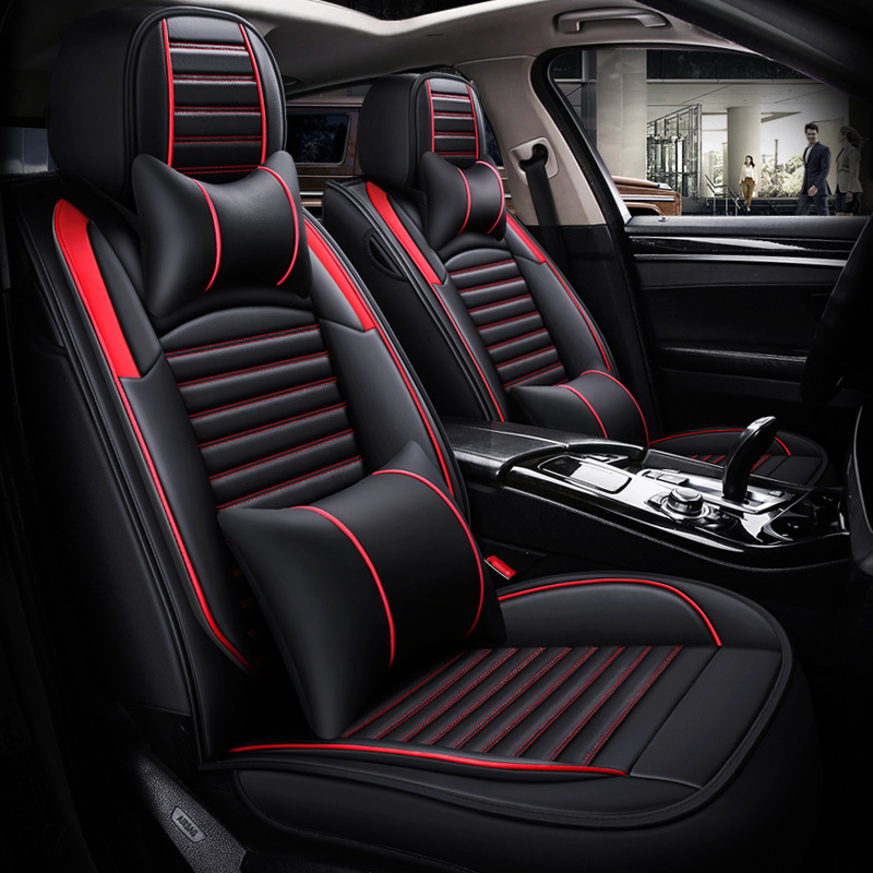 Full-Set-Universal-Car-Seat-Cover-Protector-PU-Leather-FrontRear-Seat-Cushion-1660086
