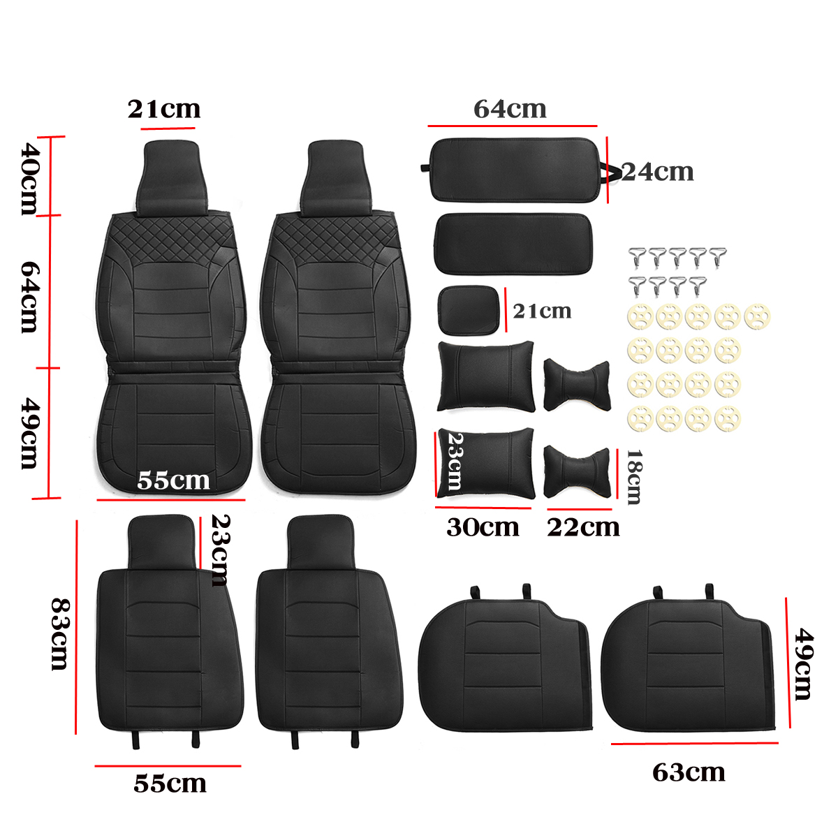Luxury-Universal-Black-Car-5-Seat-PU-Leather-Front--Rear-Seat-Cover-Cushion-1570096
