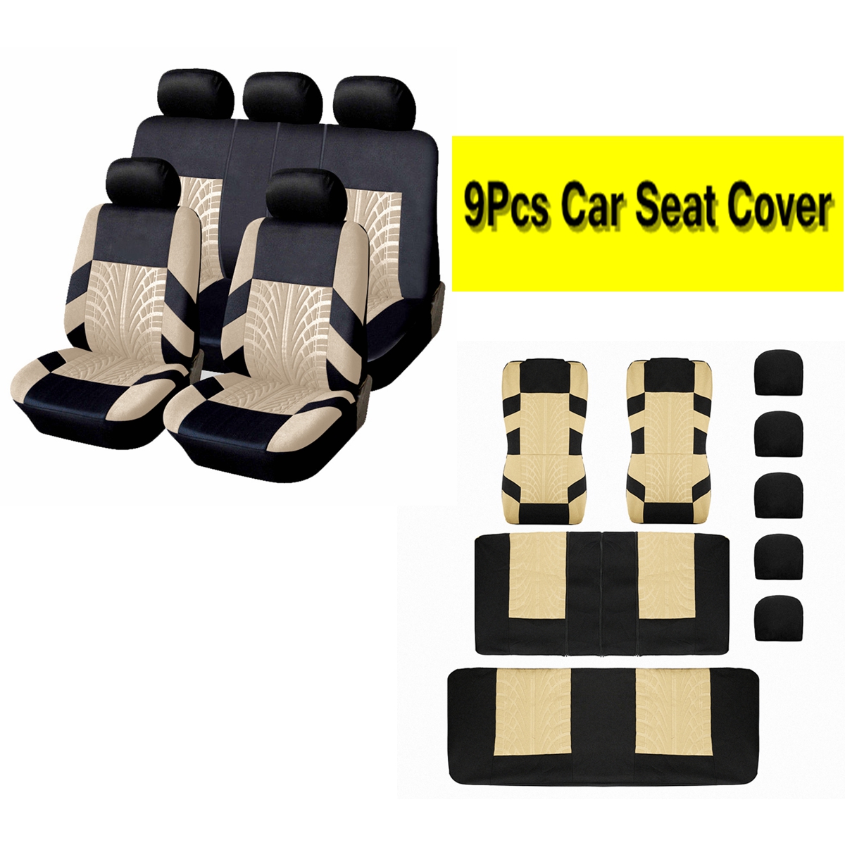 Universal-5-Head-9Pcs-Full-Set-Car-Seat-Split-Bench-Covers-Protector-Cushions-1243630