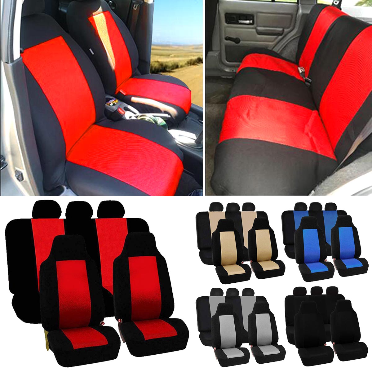 Universal-Car-Full-Seat-Covers-Protector-Cushion-Front-Rear-Truck-SUV-Van-1660020