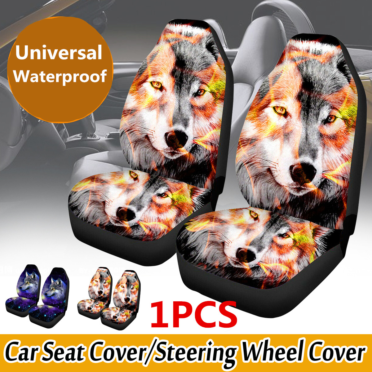 Universal-Car-Seat-Cover-Front-Seat-Back-Head-Rest-Protector-Van-Truck-WolfPrint-1680476