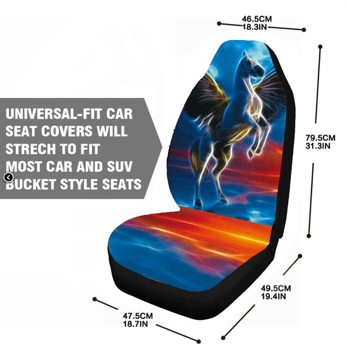 Universal-Car-Seat-Covers-Horse-Design-Front--Rear-Full-Set-Seat-Protector-1818978