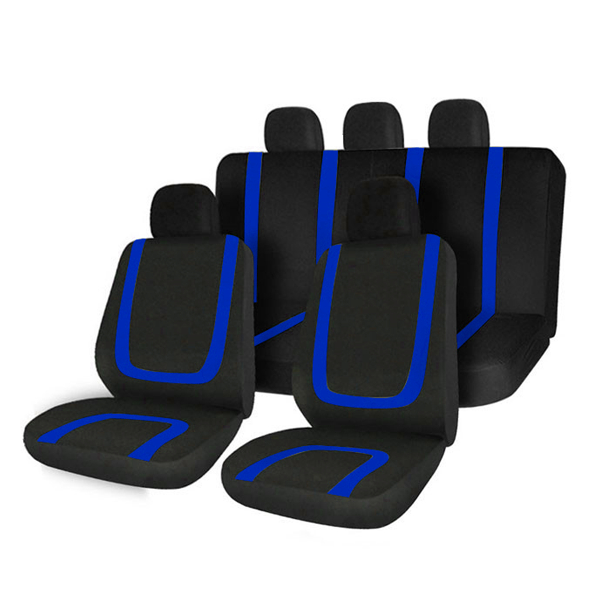 Universal-Car-Seat-Covers-Polyester-For-Auto-Truck-Van-SUV-5-Heads-Blue--Black-1689106