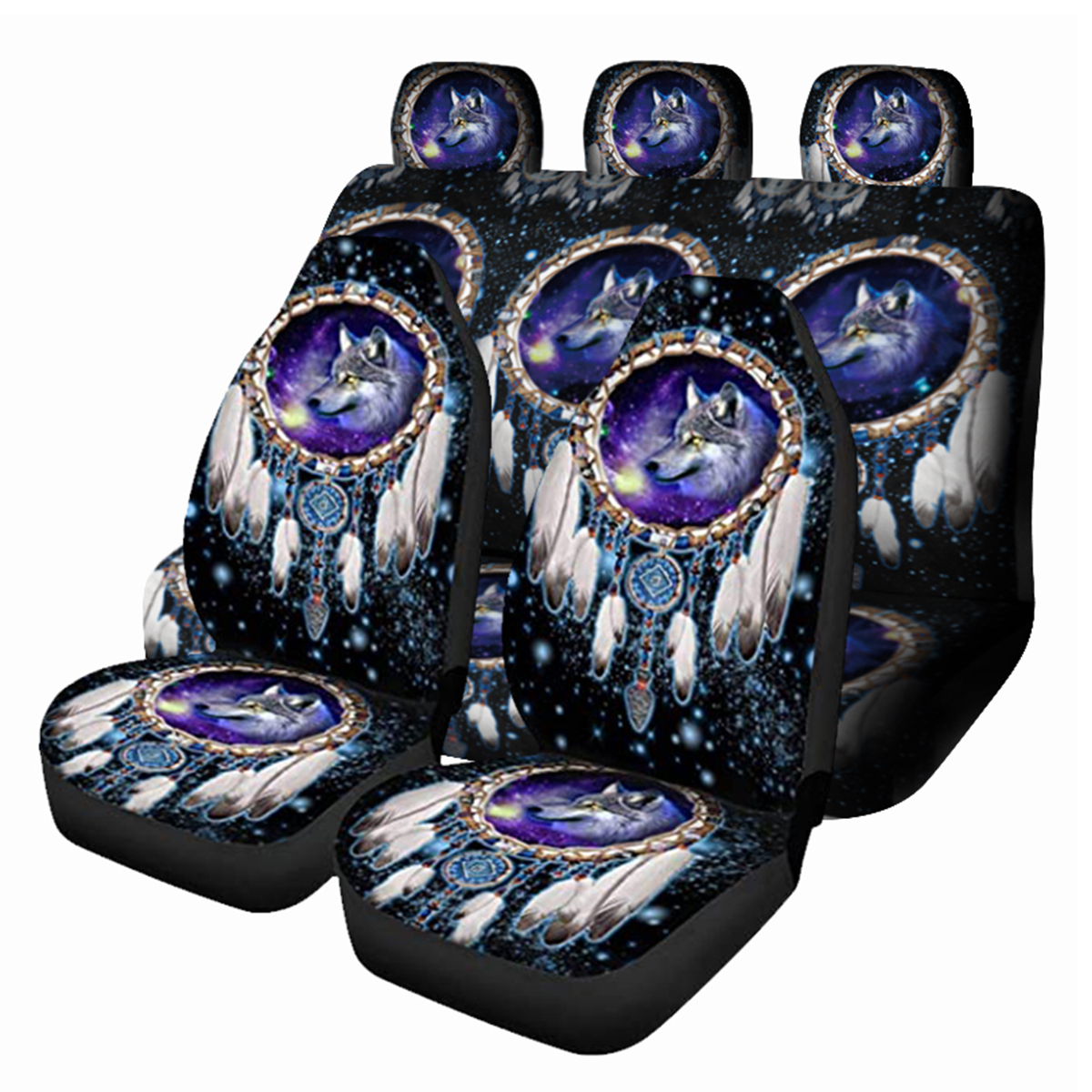 Universal-Car-Seat-Covers-Wolf-Sky-Feather-Design-Front--Rear-Seat-Full-Cover-1780483