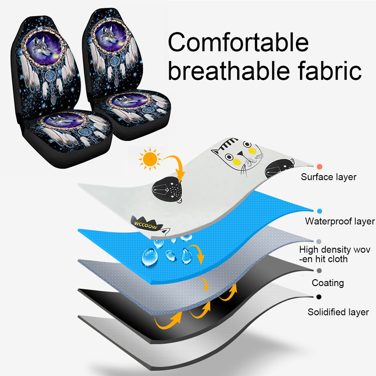 Universal-Car-Seat-Covers-Wolf-Sky-Feather-Design-Front--Rear-Seat-Full-Cover-1780483