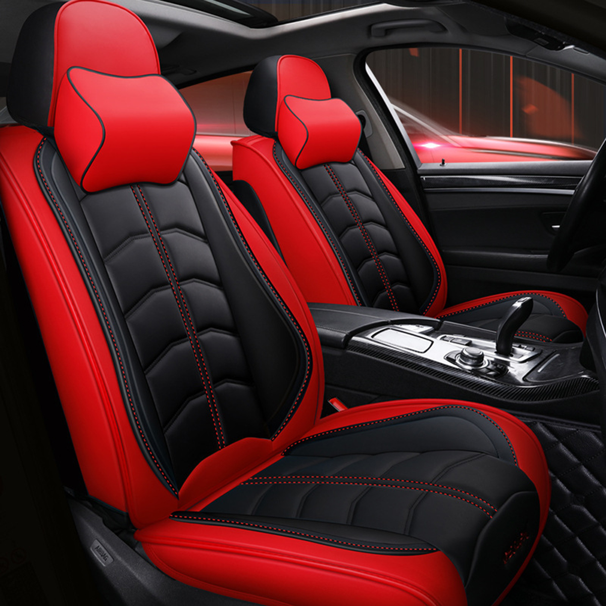 Universal-Deluxe-5-Seat-Car-Leather-Seat-Front-Rear-Covers-Cushion-Pillows-1500345