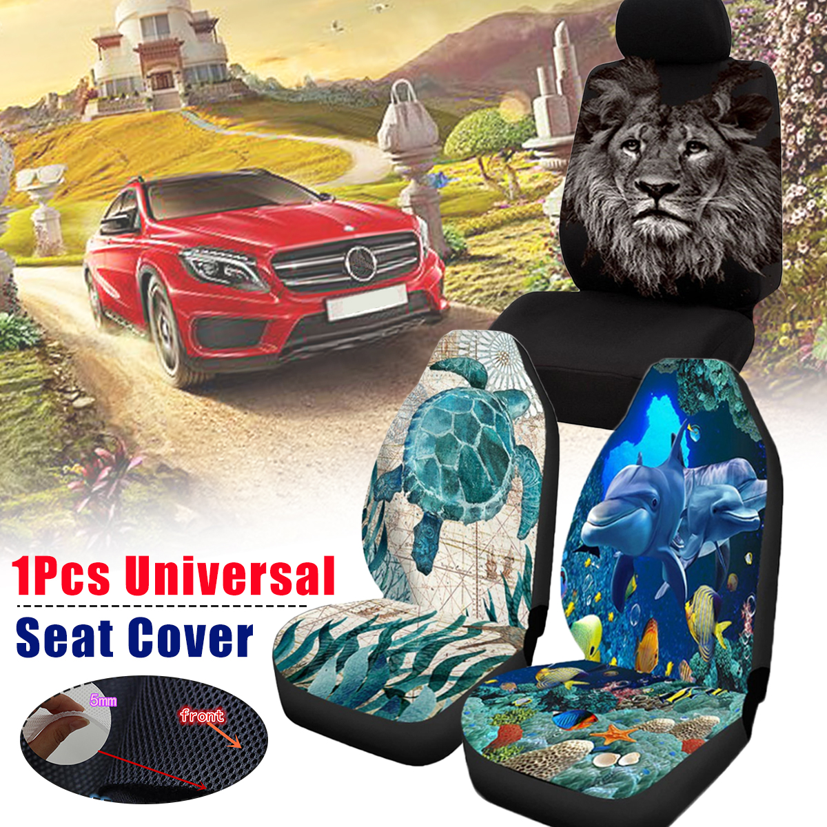 Universal-Lion-Dolphin-Turtle-Polyester-Car-SUV-Seat-Cover-Cushion-Protector-1651359