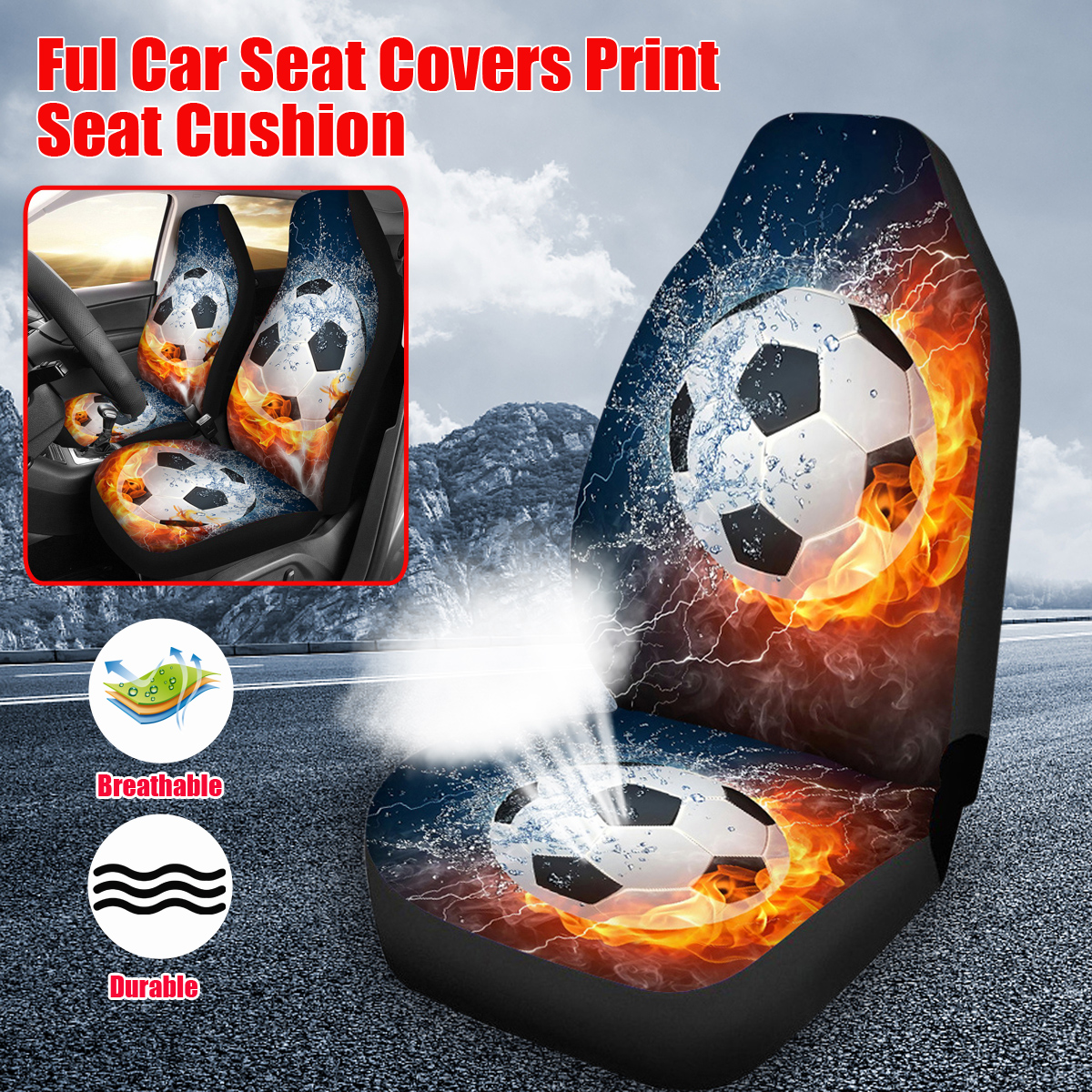 Universal-Single-Front-Car-Seat-Cover-Protector-Football-Print-Cushion-Non-slip-1793975