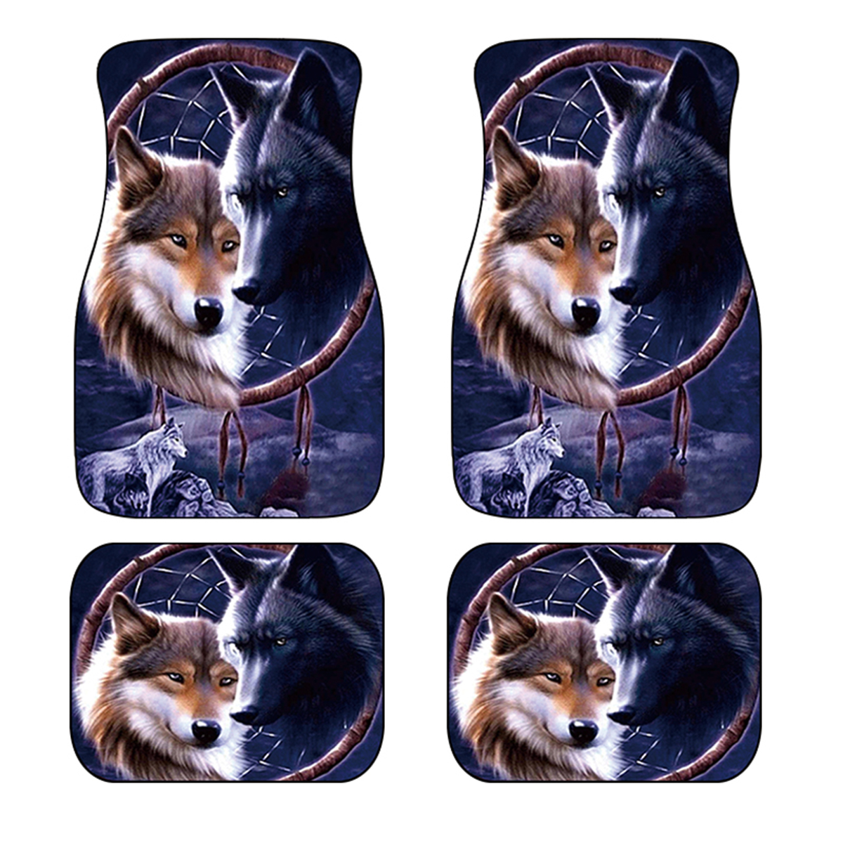 Universal-Wolf-Pattern-Front-Rear-Car-Floor-Mat-Pad-Set-Waterproof-Washable-1803294