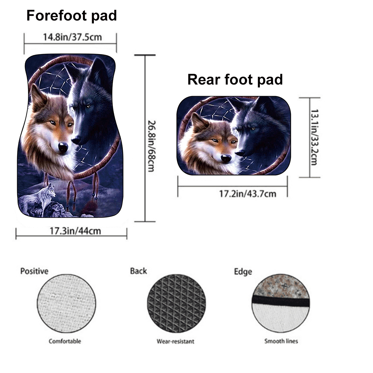 Universal-Wolf-Pattern-Front-Rear-Car-Floor-Mat-Pad-Set-Waterproof-Washable-1803294