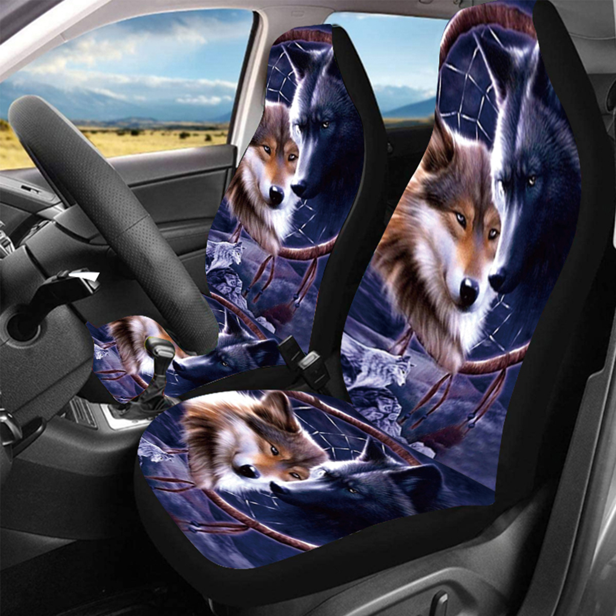 Universal-Wolf-Pattern-Front-Rear-Car-Floor-Mat-Pad-Set-Waterproof-Washable-1803294