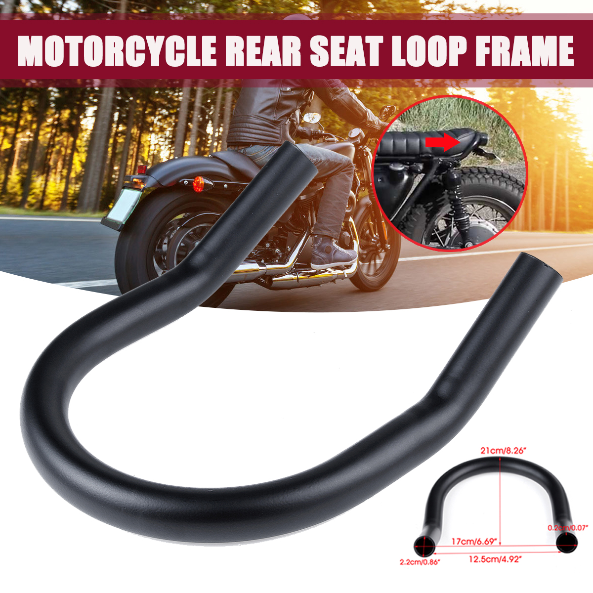 22mm-Motorcycle-Rear-Seat-Frame-Hoop-Loop-Upswept-Kick-Up-Bracket-Cafe-Racer-1693875