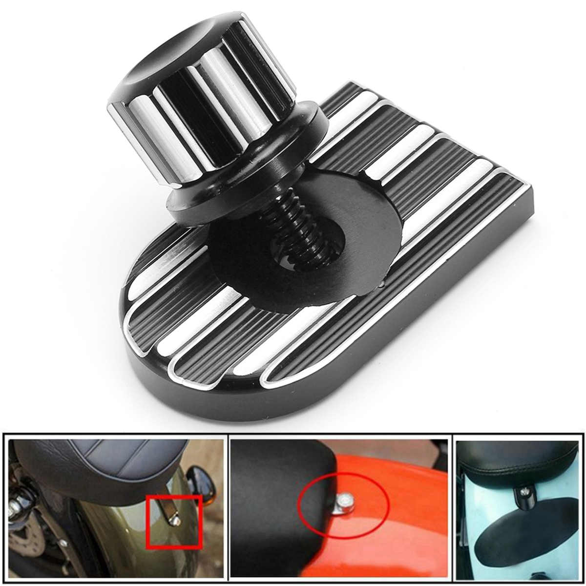 CNC-Beveled-Seat-Bolt-Tab-Screw-Mount-Knob-Cover-Set-For-Harley-Dyna-FXDF-FXDL-1292735