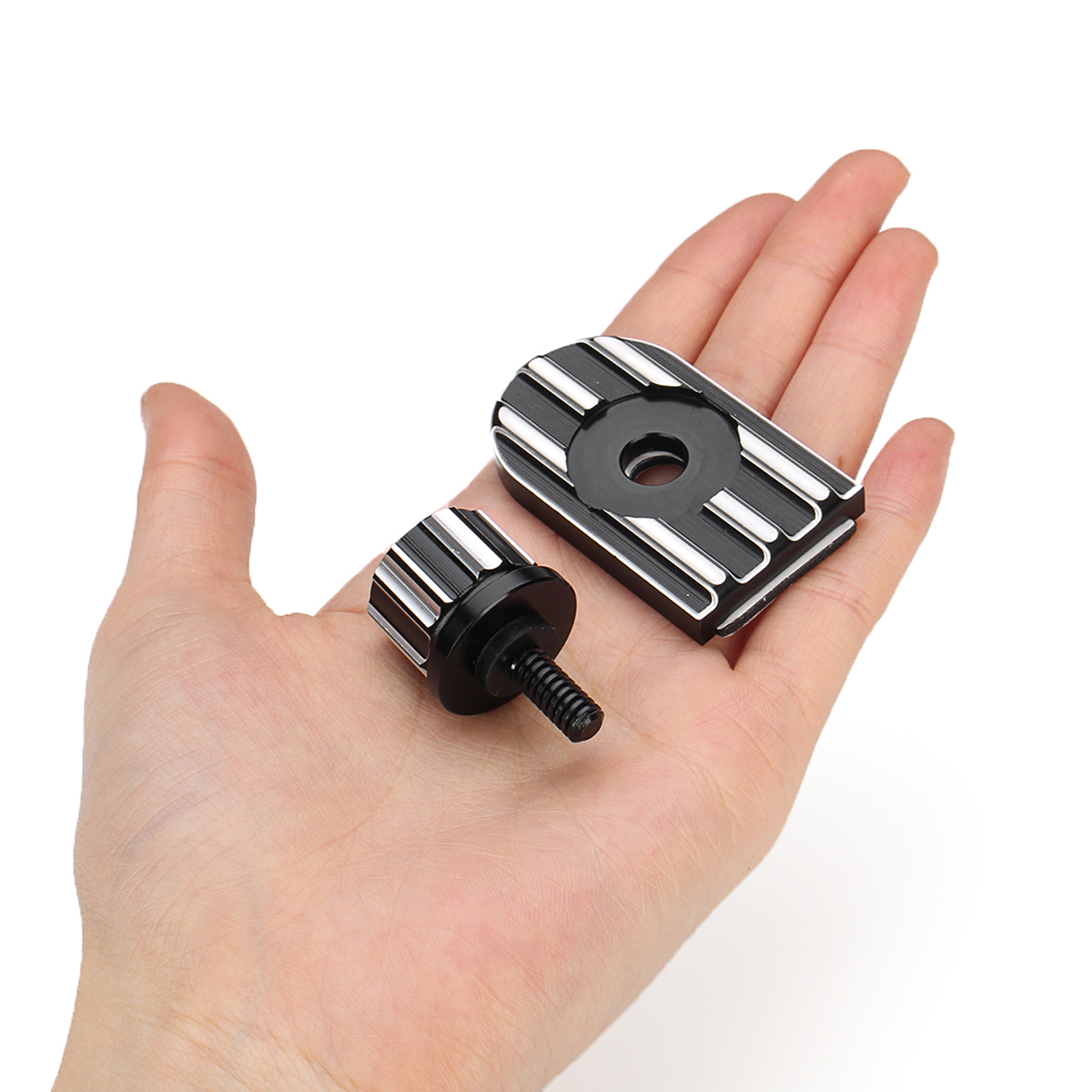 CNC-Beveled-Seat-Bolt-Tab-Screw-Mount-Knob-Cover-Set-For-Harley-Dyna-FXDF-FXDL-1292735