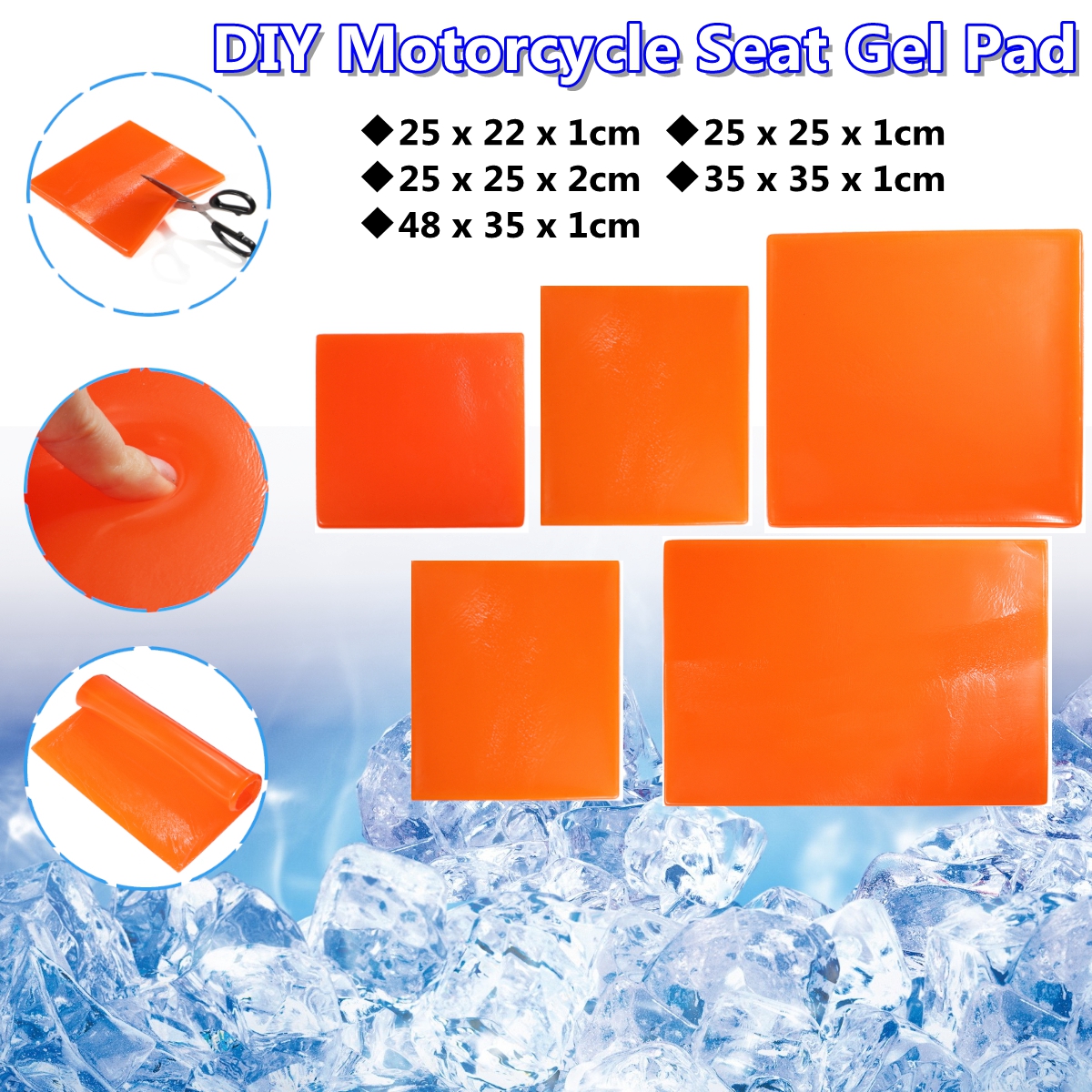Cool-Seat-Cushion-Gel-Pad-Shock-Absorption-Mat-Comfortable-Soft-Orange-Motorcycle-ATV-Office-1527641