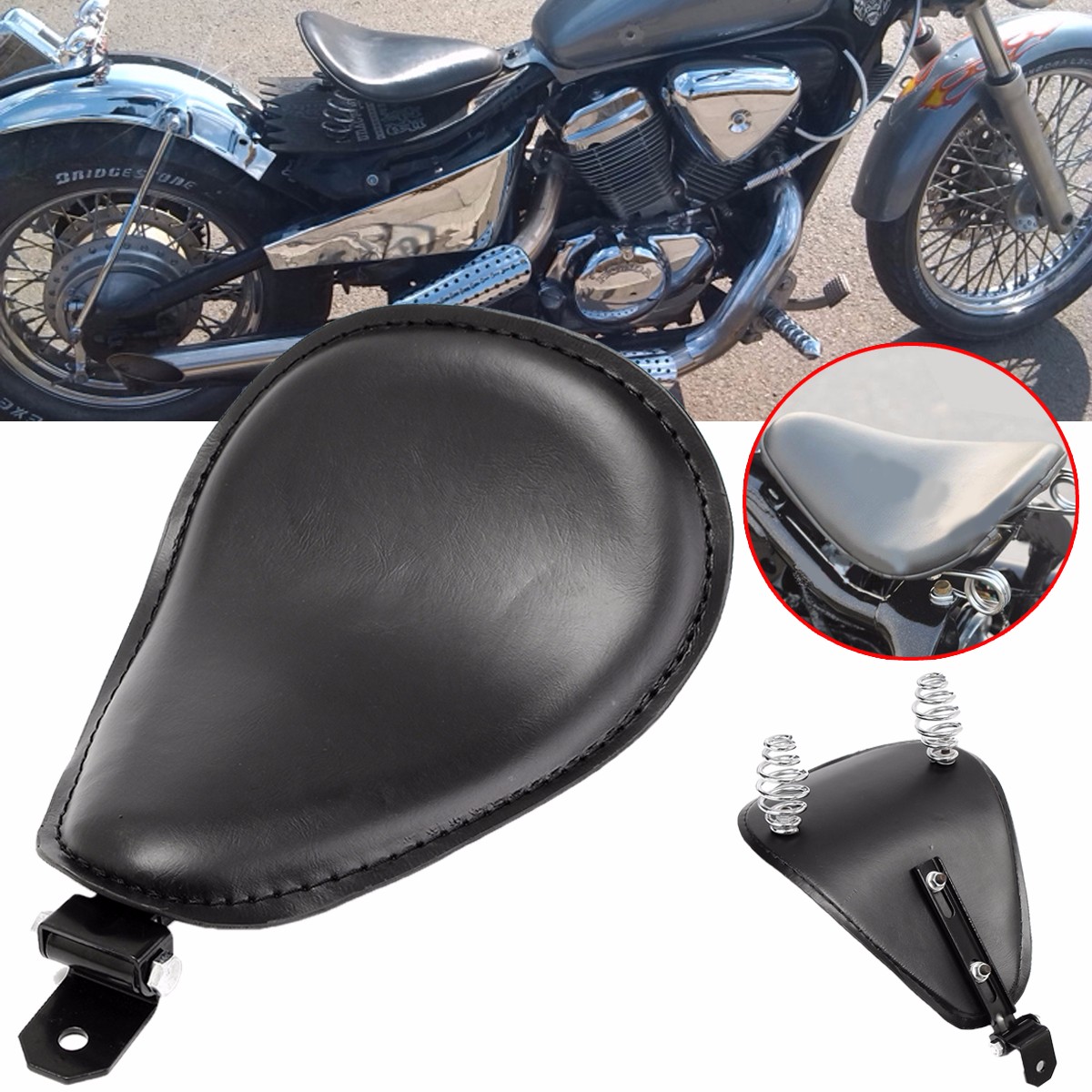 Leather-Motorcycle-Spring-Bracket-Seat-For-Harley-Sportster-Chopper-Bobber-Custom-SOLO-1125079