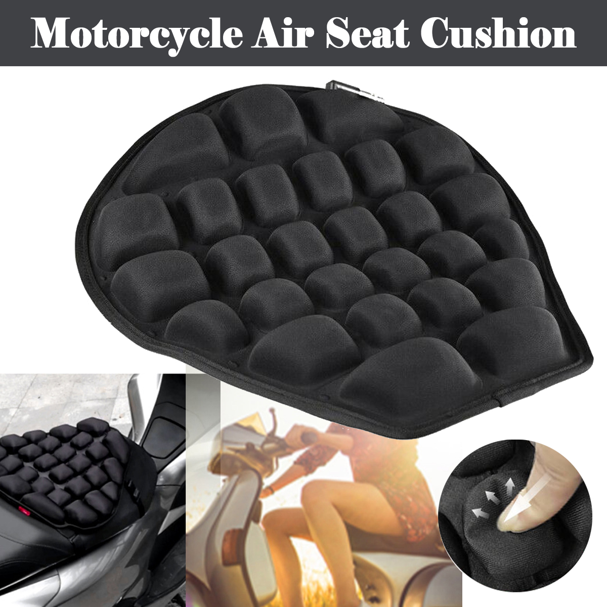 Motorcycle-Air-Seat-Cushion-Pressure-Relief-Ride-Cover-Black-For-Harley-1683005