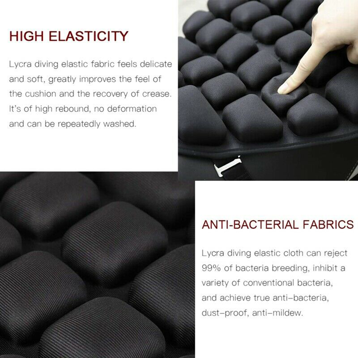 Motorcycle-Air-Seat-Cushion-Pressure-Relief-Ride-Cover-Black-For-Harley-1683005