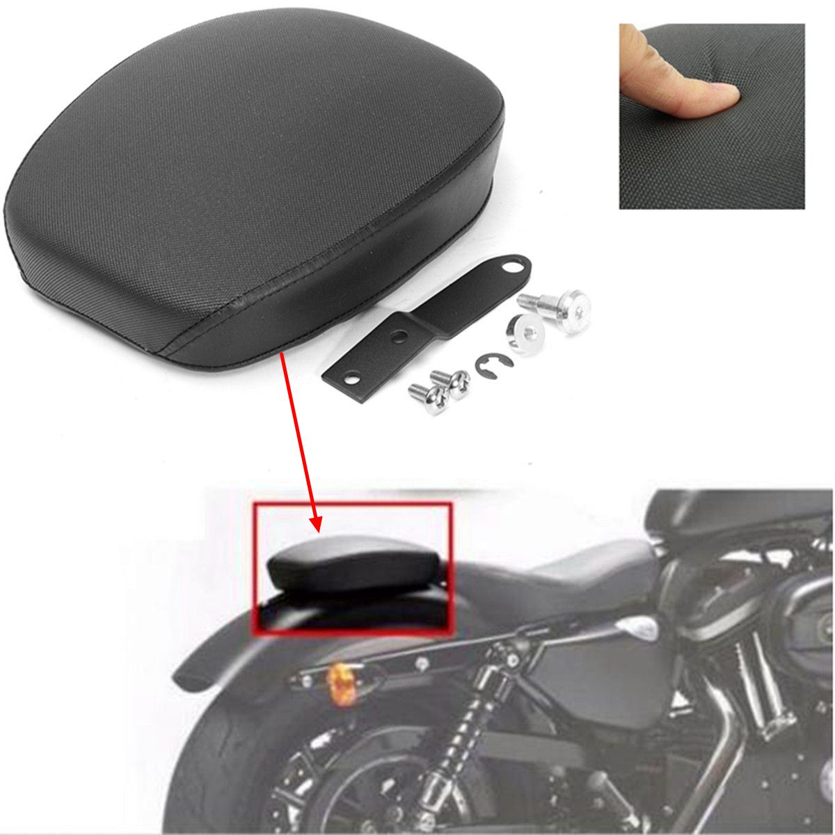 Motorcycle-Rear-Passenger-Pillion-Pad-Seat-Black-For-Harley-Sportster-XL1200-883-1124336
