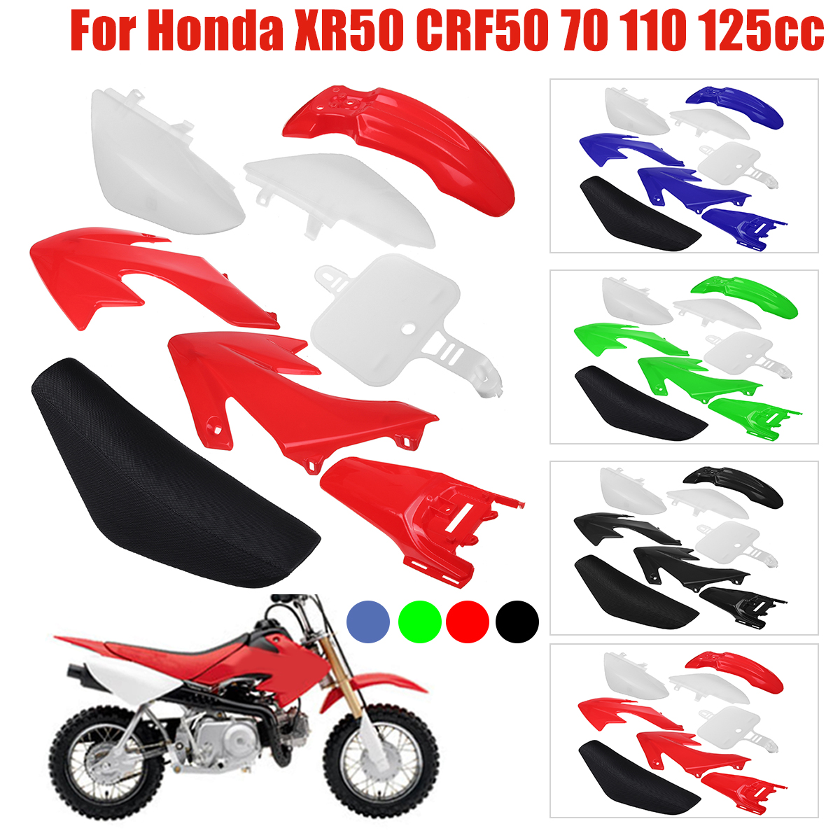Plastic-Fenders-Fairings--Tall-Seat-For-Honda-XR50-CRF50-70-110-125cc-Dirt-Bike-1774019