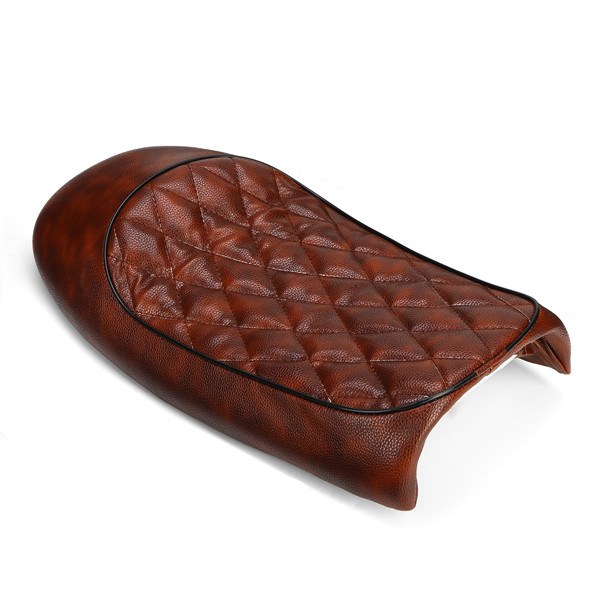 Universal-Motorcycle-Hump-Saddle-Cafe-Racer-Vintage-Tracker-Cushion-Seat-Brown-1267960