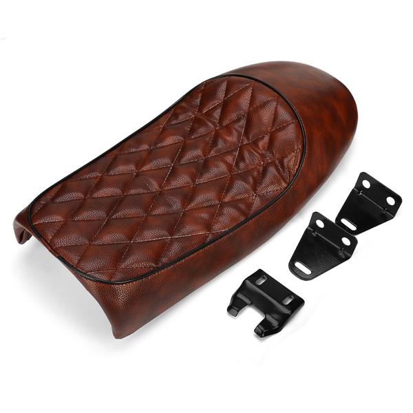 Universal-Motorcycle-Hump-Saddle-Cafe-Racer-Vintage-Tracker-Cushion-Seat-Brown-1267960